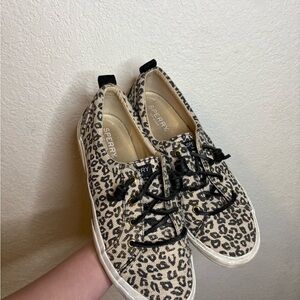 Sperry Women's Leopard Print Sneakers - Black and Cream
